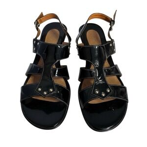Sofft Black Patent Leather Sandals Size 8.5W